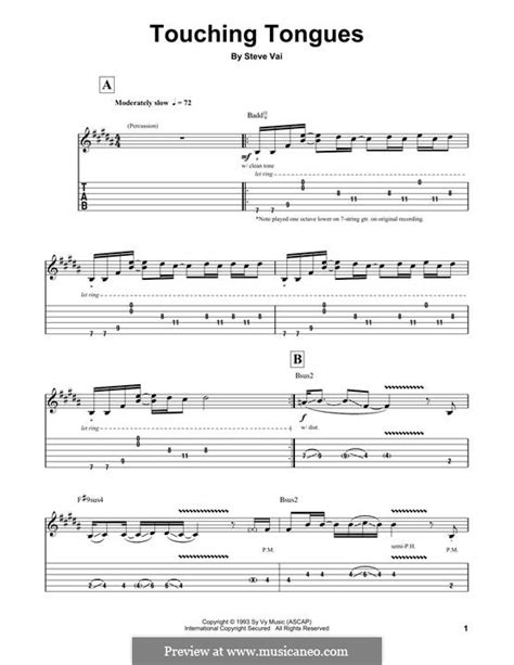 touching tongues by s vai sheet music on musicaneo