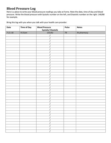 printable blood pressure log sheet aygase