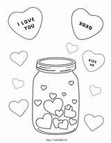 Coloring Valentine Pages Hearts Jar Valentines Kids Color Monster sketch template
