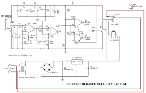 pir sensor based security system circuit diagramworkingapplications