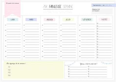 planning semaine vierge  imprimer calendrier  vierge calendrier  semainier