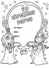 Coloring Birthday Pages Happy Party Card Printable Grandma Invitation Kids Cards Princess Mom Color Daddy Girls Sheets Print Template Teacher sketch template