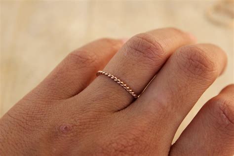 rose gold twist ring pink gold fill stackable ring karma etsy gold twist ring pink ring
