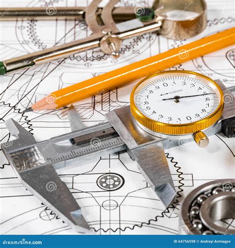 technical drawing  tools stock photo image  delineation