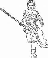 Star Wars Coloring Awakens Force Pages Rey sketch template