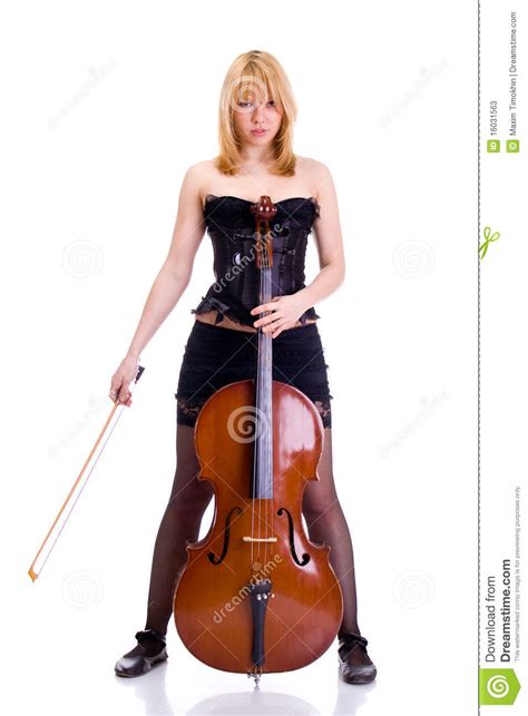 Sexy Meisjesportret Met Cello Stock Afbeelding Image Of Jong Wijfje