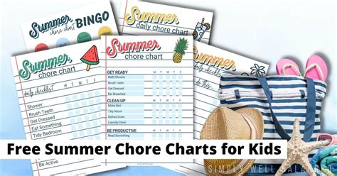 printable summer chore chart bundle  kids simply  balanced