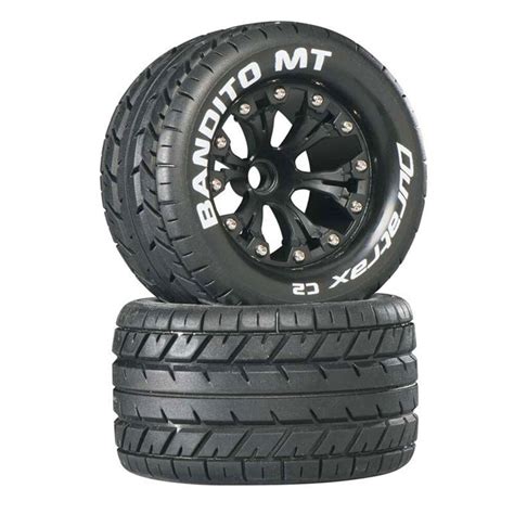 duratrax bandito mt mounted  wd front  tires black  pc