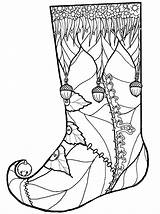Coloring Christmas Pages Stockings Decorated Pine Fruit Netart sketch template