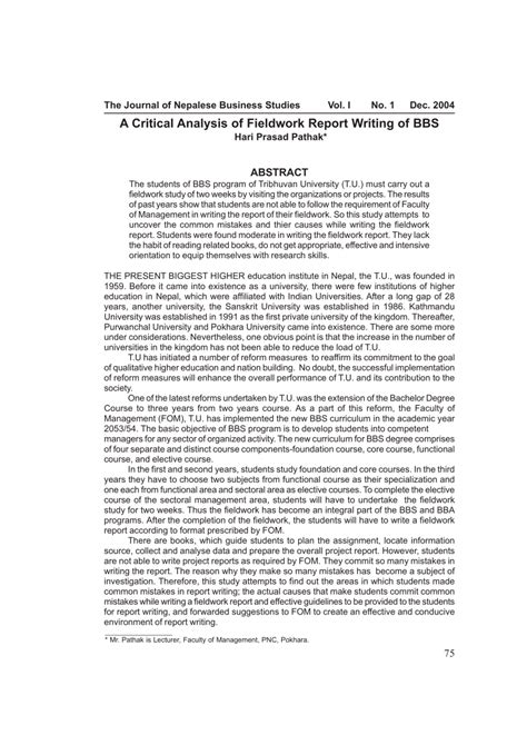 critical analysis  fieldwork report writing  bbs