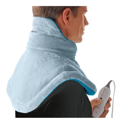 sunbeam renue heat therapy neck  shoulder wrap heating pad blue