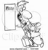 Businessman Pay Phone Using Toonaday Outline Cartoon Illustration Royalty Rf Clip sketch template