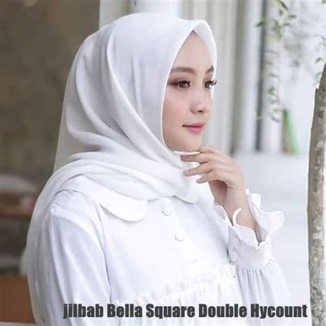 hijab bella square polycotton jilbab segi empat polos warna putih