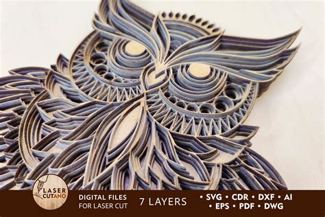 laser files owl multilayer laser cut bird vector images etsyde