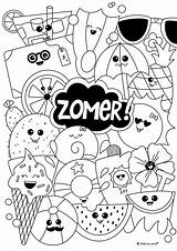 Zomer Kleurplaat Leuke Groep Doodles Coloring Tekening Kinderen Uitprinten Downloaden Kiezen Verjaardag Knutselideeen sketch template