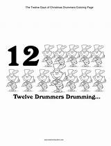 Christmas Days Coloring Twelve Drummers Printables Worksheets Drumming Drummer Pages Games sketch template