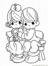 Precious Moments Coloring Pages Everfreecoloring Boy Girl Printable sketch template
