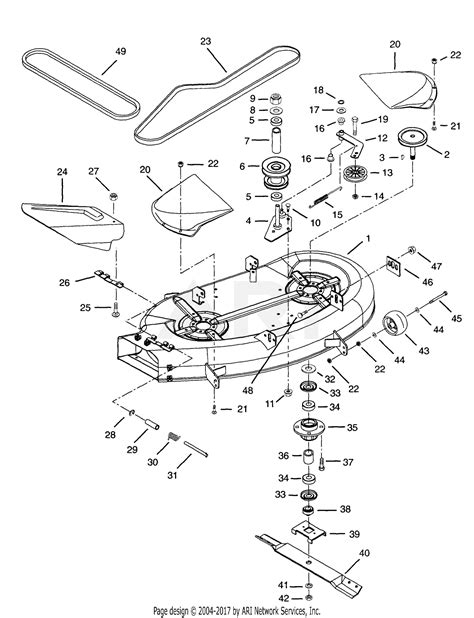 ariens   ezr  hp bs  deck parts diagram   rotary mower