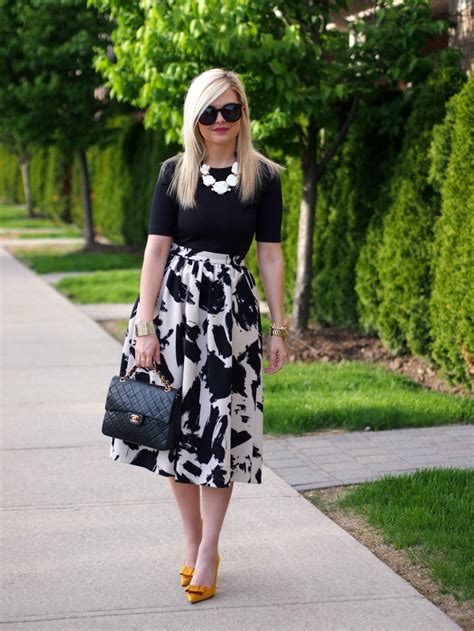 Splatter Print Black And White Skirt Black Top White