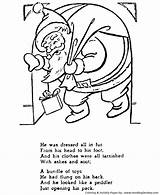 Christmas Night Before Coloring Pages Twas Printable Nose Cherry His Cheeks Roses Were Story Kids Poem Poems Honkingdonkey Stories Popular sketch template