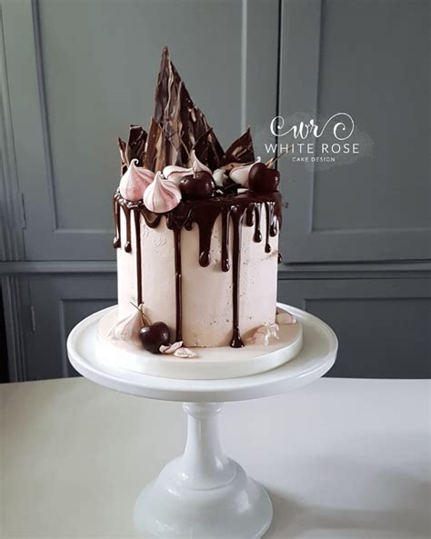 Chocolate And Cherries Drippy Birthday Cake By White Rose Cake Design