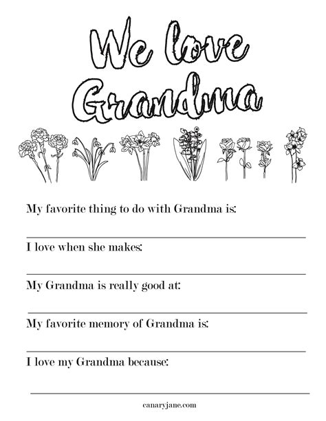 printable coloring pages  mothers day  grandma canary jane