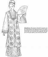 Fashions Colouring Dover Hanfu Doverpublications sketch template