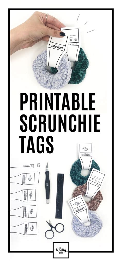 printable scrunchie hang tags bold style digital  labels