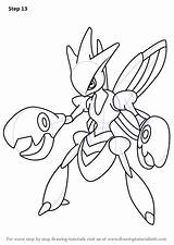 Pokemon Scizor Draw Drawing Step Tutorials sketch template