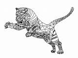 Tiger Coloring Geometric Tigers Patterns Pages Adult Animals Tigre Mandala Adults Animal Colour Board Printable Stress Anti Zentangle Justcolor Choose sketch template