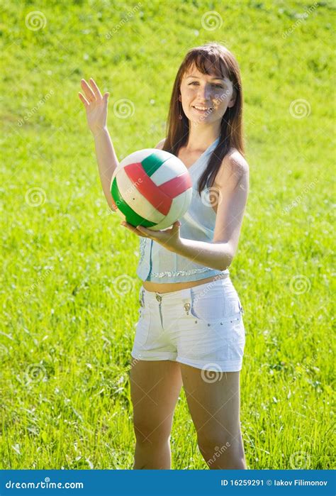 Young Girl Playing Volleyball I Stock Image Image 16259291