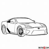 Lexus Lfa Draw Step Drawing Sketchok sketch template