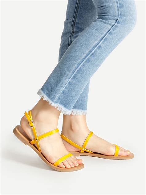simple strappy flat sandals sheinsheinside