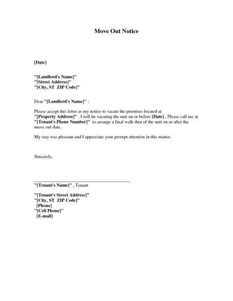landlord letter  tenant move    landlord move  notice