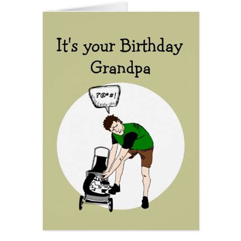 grandpa birthday funny lawnmower insult greeting card zazzle