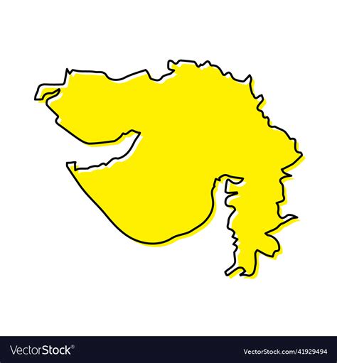 simple outline map  gujarat   state india vector image