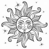 Sun Coloring Boho Vector Vintage Style Pagan Astrology Ethnic Vecteezy sketch template