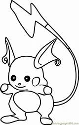 Raichu Coloring Pages Pokemon Getcolorings Go Getdrawings sketch template