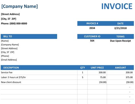 excel spreadsheet invoice template template    helpful tool  spreadsheets