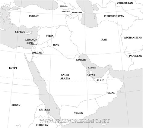middle east political map blank map vector