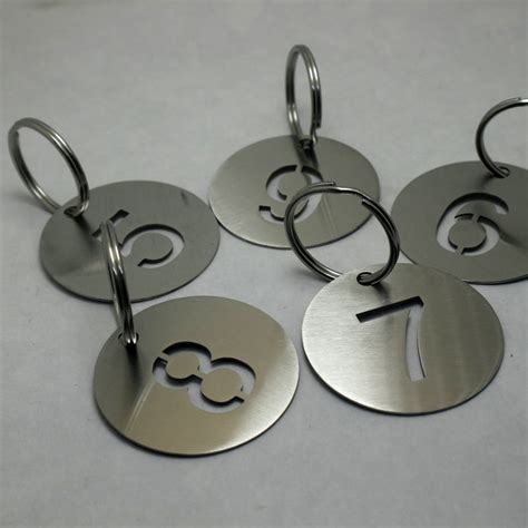 number tag stainless steel key chain ring keyring plate pendant