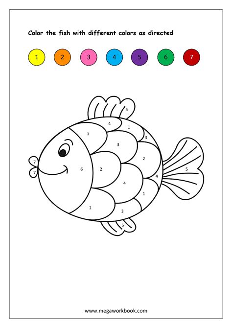 printable color  numbers worksheets color recognition