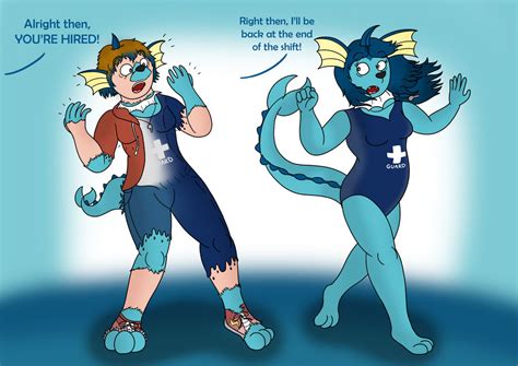 New To The Pool Anthro Vaporeon Tf Tg Full By Sparkbolt3020 On