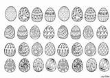 Easter Eggs Coloring Complex Various Patterns Styles Print Color Adult sketch template