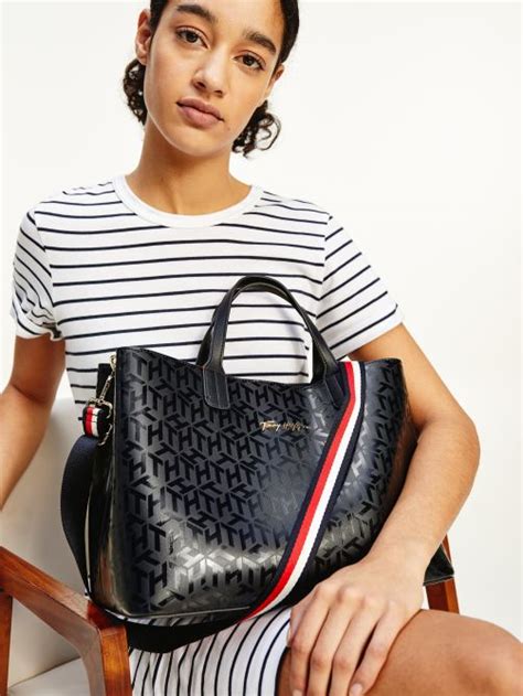 tommy hilfiger iconic monogram satchel tommy hilfiger