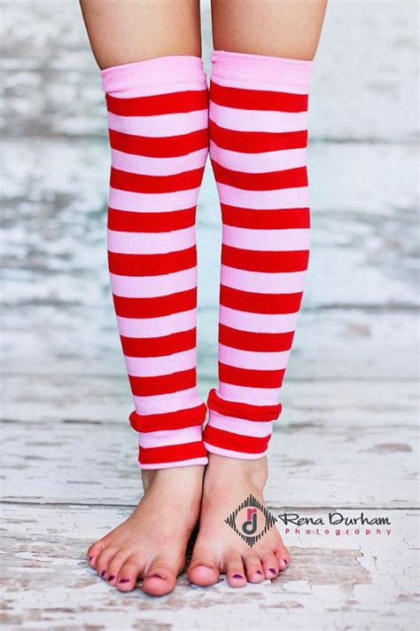 Leg Warmers Pink And Red Stripes Valentines Day By