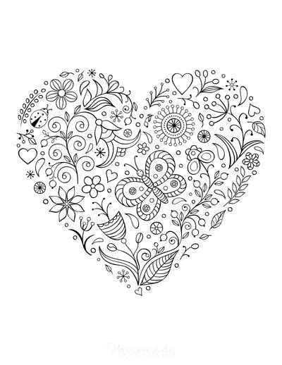 heart coloring pages  printables  kids adults