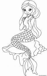 Coloring Mermaid Hair Pages Pretty Brushing Her Printable sketch template