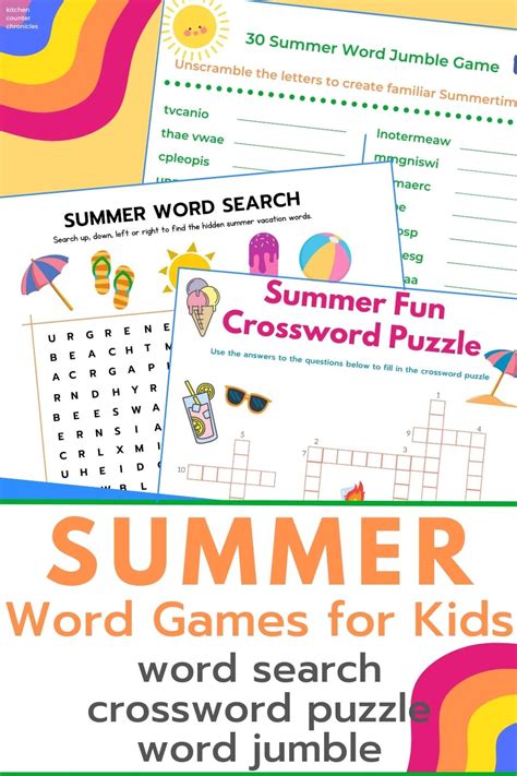 fun printable summer word games  kids