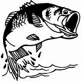 Bass Fish Fishing Coloring Pages Water Jumping Drawing Clipart Color Silhouette Tocolor Svg Print Place Jump Fisherman Colouring Easy Getdrawings sketch template